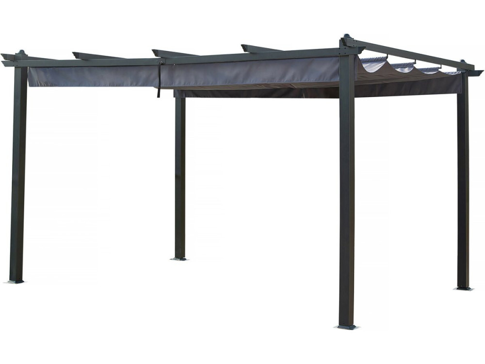 Pérgula de alumínio com teto retrátil - 3 x 4 m - Cinza antracite
