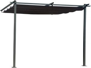 Pérgula inclinada com teto retrátil - 3 x 3 m - Cinza antracite