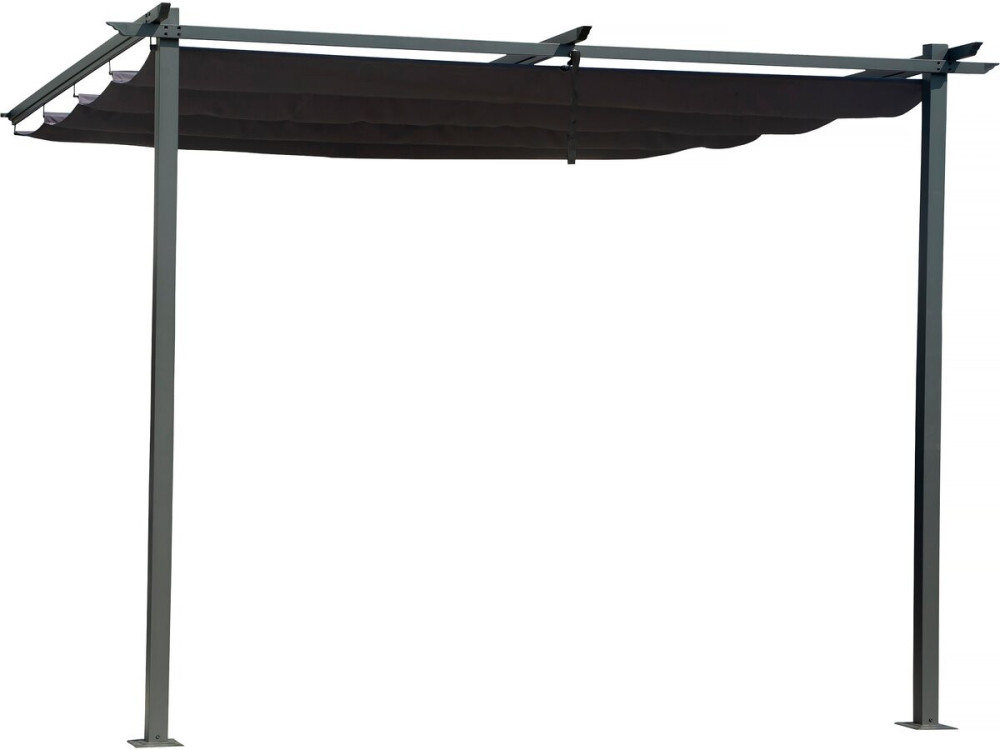 Pérgula inclinada com teto retrátil - 3 x 3 m - Cinza antracite