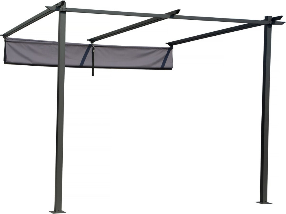 Pérgula inclinada com teto retrátil - 3 x 3 m - Cinza antracite