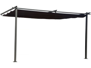 Pérgola inclinada com teto retrátil - 3 x 4 m - Cinza antracite