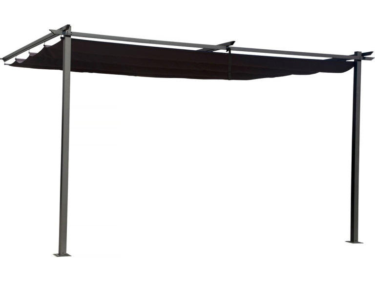 Pérgola inclinada com teto retrátil - 3 x 4 m - Cinza antracite