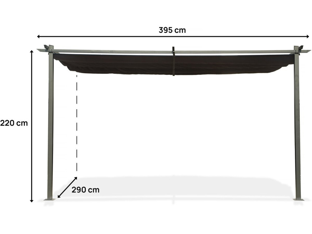 Pérgola inclinada com teto retrátil - 3 x 4 m - Cinza antracite