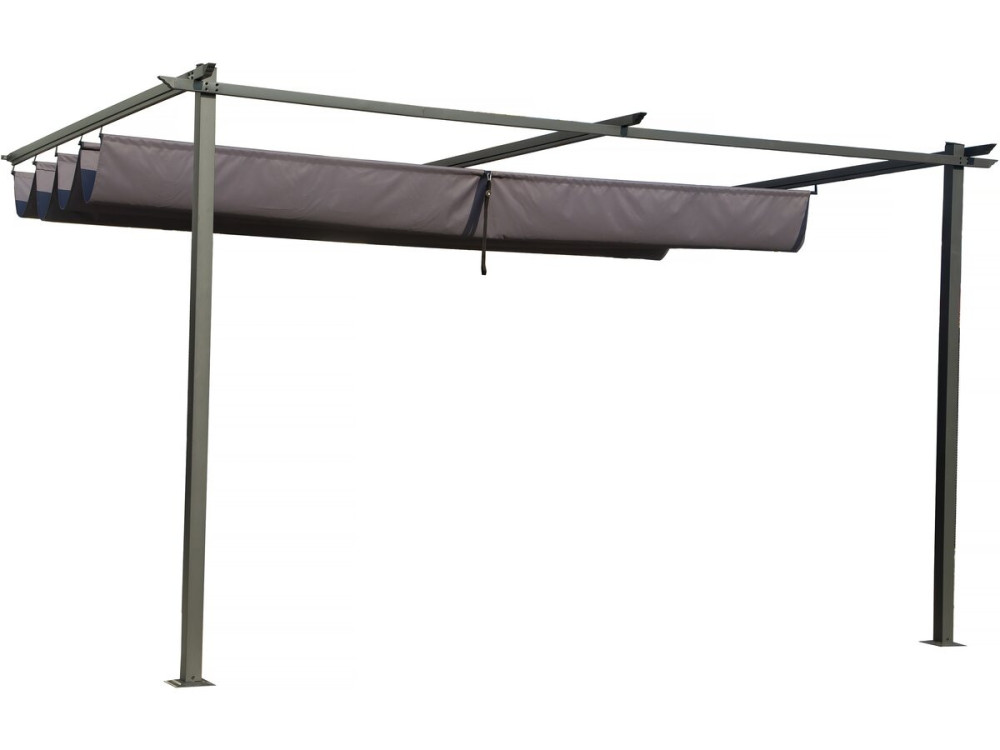 Pérgola inclinada com teto retrátil - 3 x 4 m - Cinza antracite
