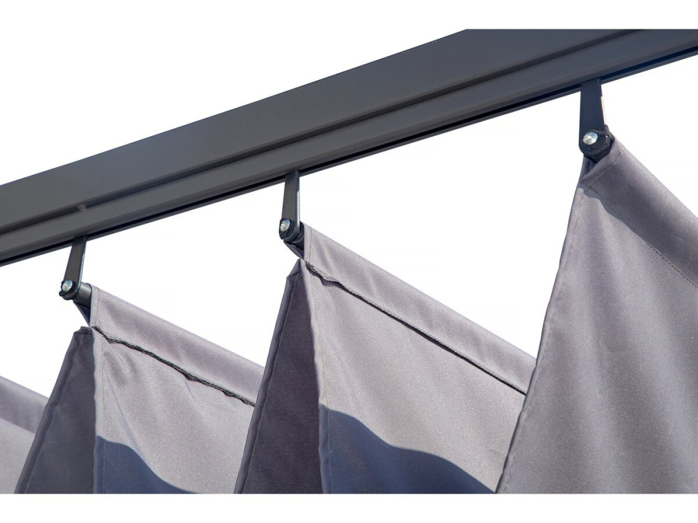 Pérgola inclinada com teto retrátil - 3 x 4 m - Cinza antracite