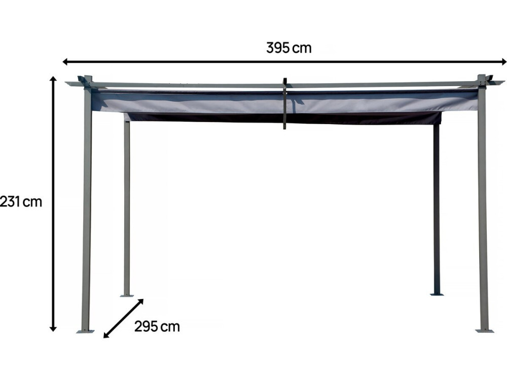 Pérgula com teto retrátil - 3 x 4 m - Cinza