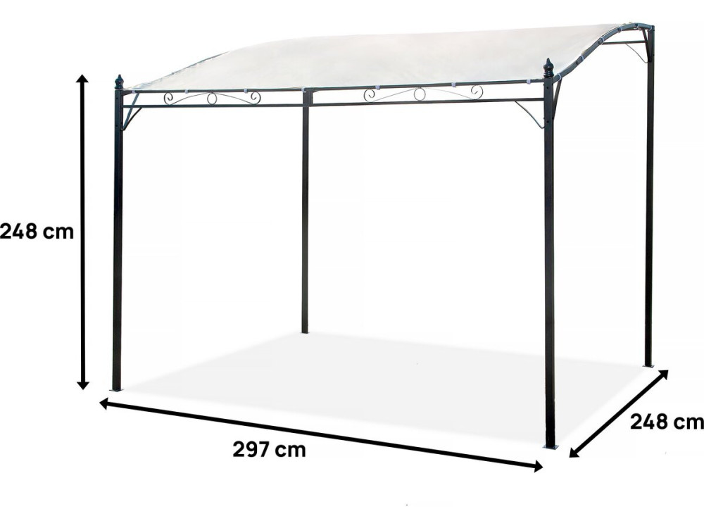 Pérgula metálica inclinada - 3 x 2,5 m - Bege