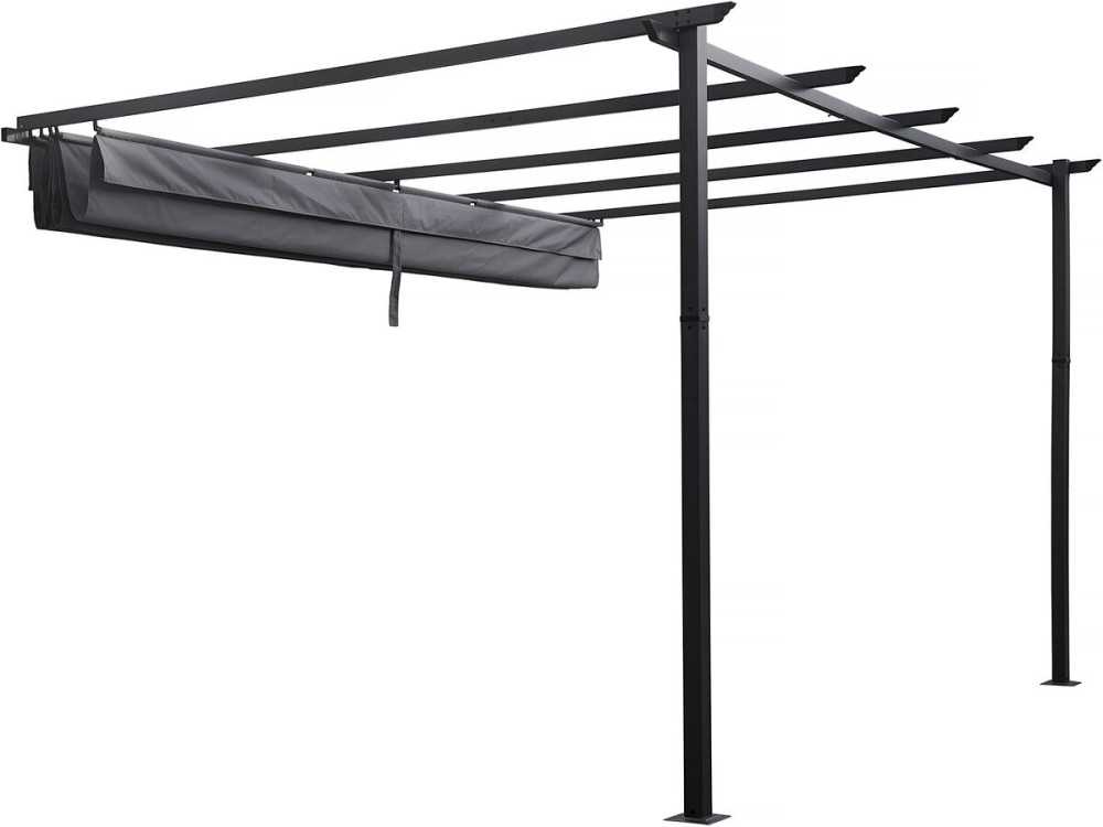 Pérgula de alumínio com teto retrátil - 3 x 4 m - Cinza
