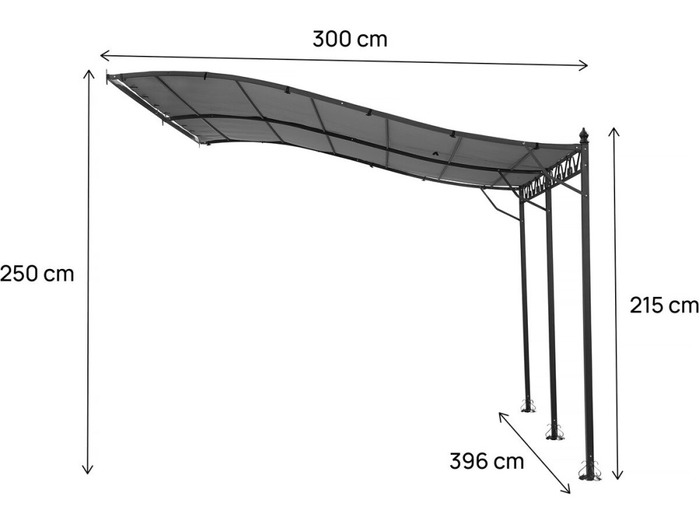 Gazebo metálico - 3 x 4 m - Cinzento