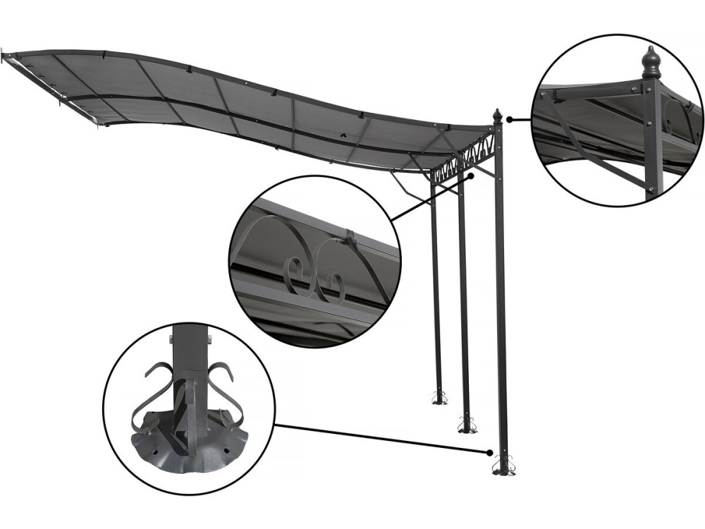 Gazebo metálico - 3 x 4 m - Cinzento