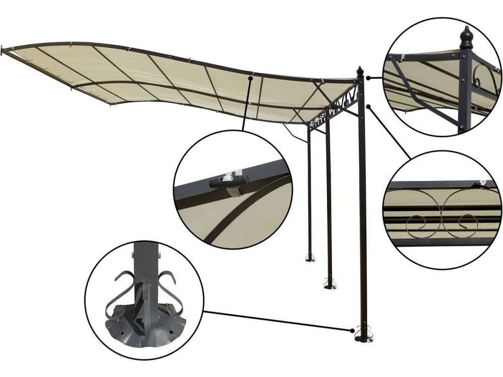Gazebo metálico - 3 x 4 m - Bege