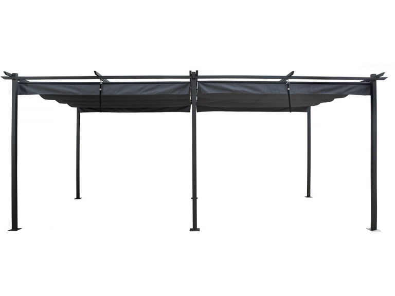 Pérgola metálica com teto retrátil - 3 x 6 m - Antracite