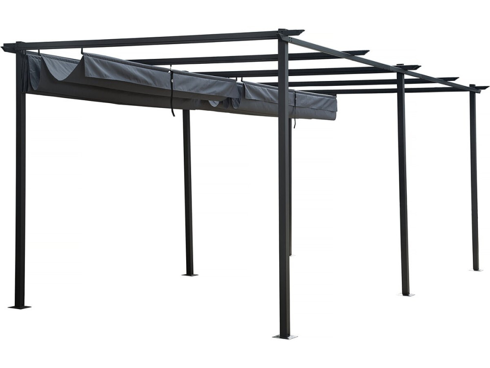 Pérgola metálica com teto retrátil - 3 x 6 m - Antracite