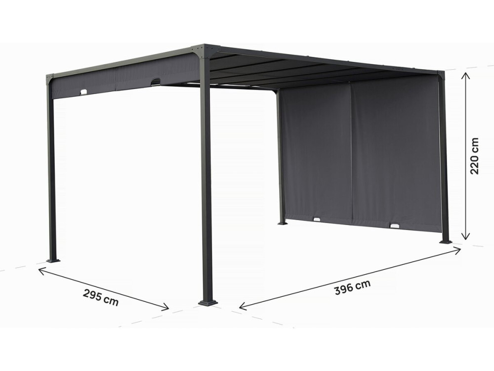 Pérgola com teto metálico deslizante "Courtenay" - 3 x 4 m - Cinzento