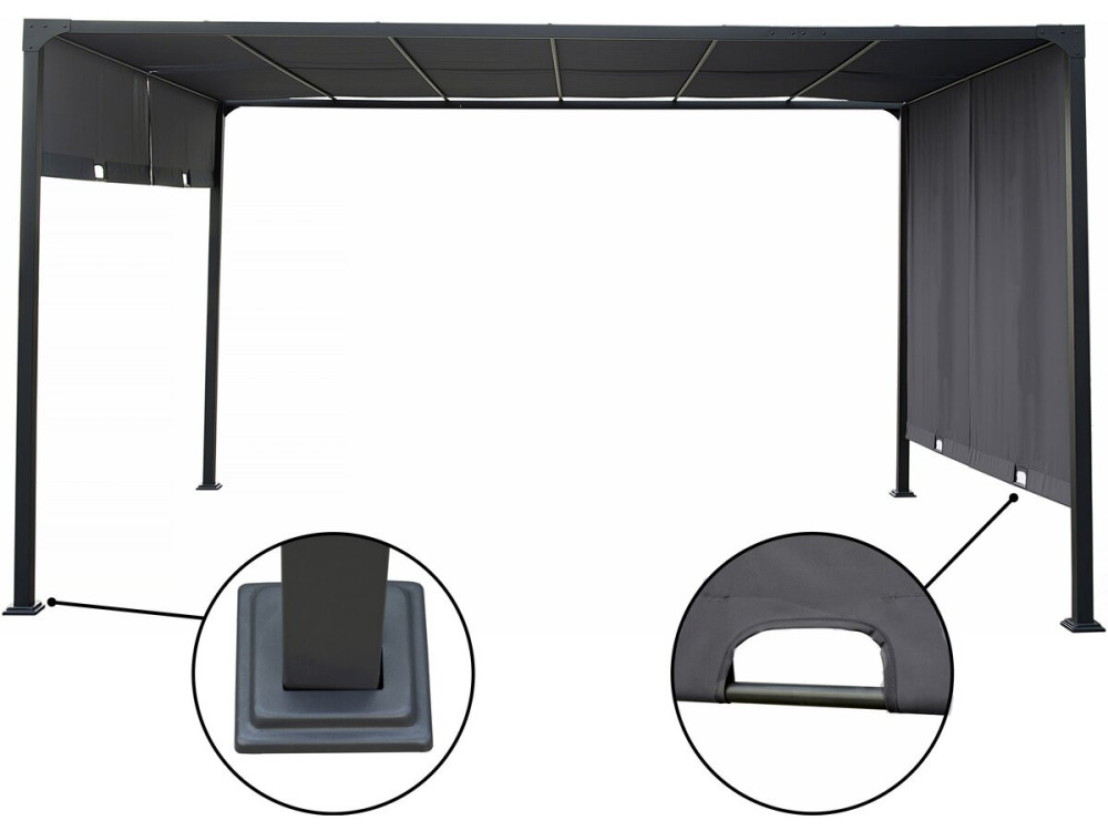 Pérgola com teto metálico deslizante "Courtenay" - 3 x 4 m - Cinzento