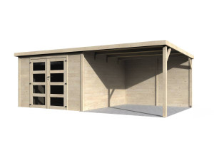 Telheiro de madeira "Delices" com extensão - 17,44 m² - 5,71 x 3,05 x 2,02 m - 28 mm