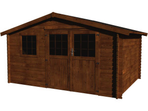 Telheiro de madeira para jardim "Vallauris" - 15,84 m² - 3,98 x 3,98 x 2,29 m - 34 mm - Acabamento castanho