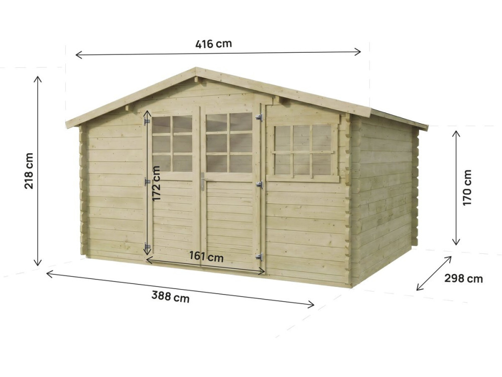 Telheiro de madeira para jardim "Belmont" tratado em autoclave - 12,53 m² - 34 mm