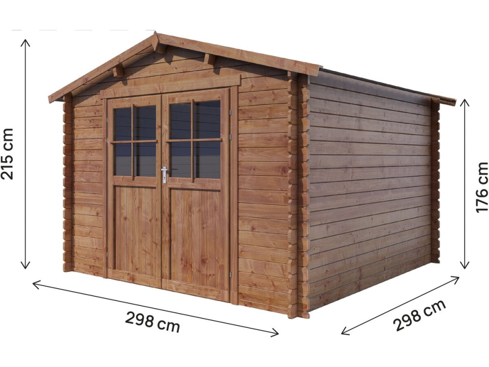 Telheiro de madeira para jardim "Willow" - 9,3 m² - 28 mm - Castanho