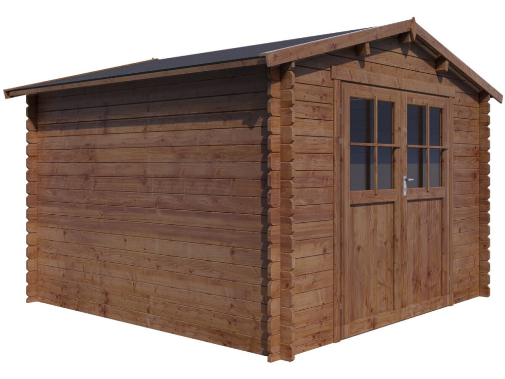 Telheiro de madeira para jardim "Willow" - 9,3 m² - 28 mm - Castanho