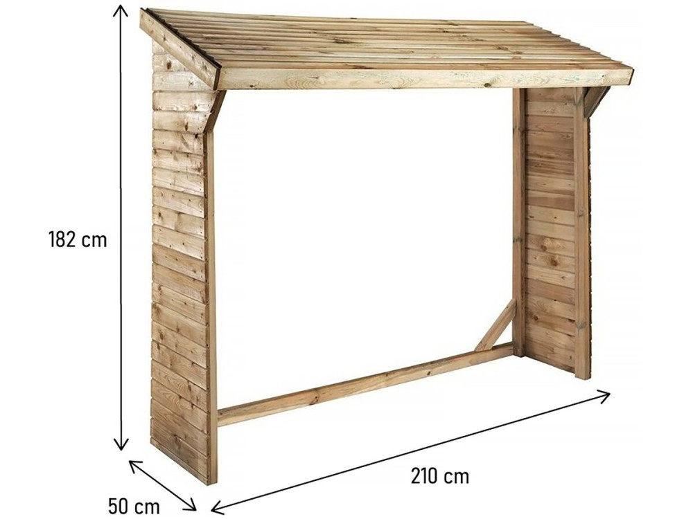 Abrigo de toras - 1,05 m² - 2,10 x 0,50 x 1,8 m - 2 Stères