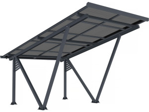 Garagem solar com painéis fotovoltaicos - 366 x 575 x 366 cm - Cinza - 4,1 kW
