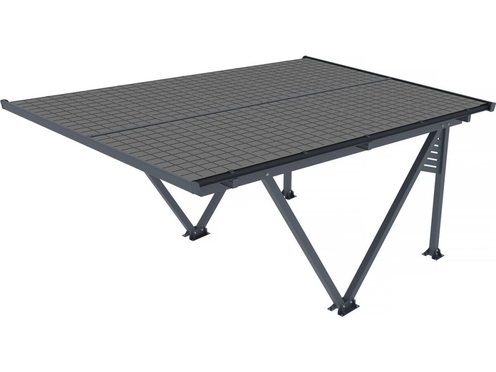 Garagem solar com painéis fotovoltaicos - 366 x 575 x 366 cm - Cinza - 4,1 kW