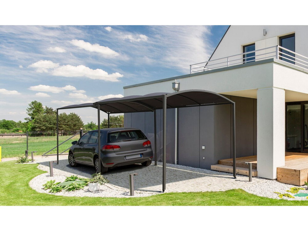 Carport metálico extensível "Mathis" - 303/566 x 295 x 240 cm - Antracite