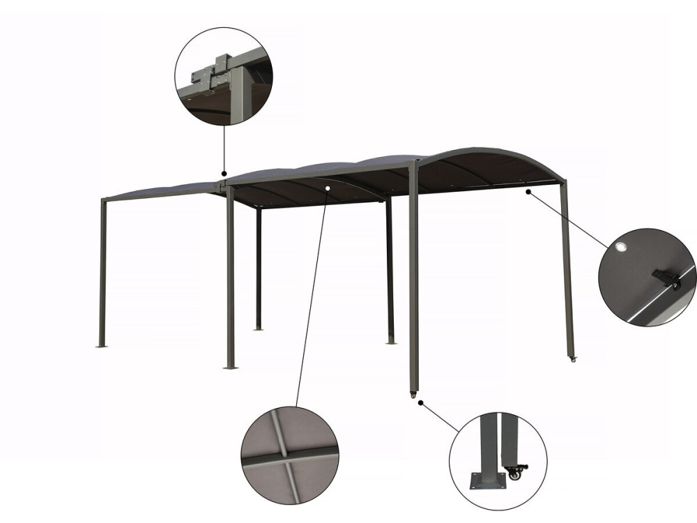 Carport metálico extensível "Mathis" - 303/566 x 295 x 240 cm - Antracite