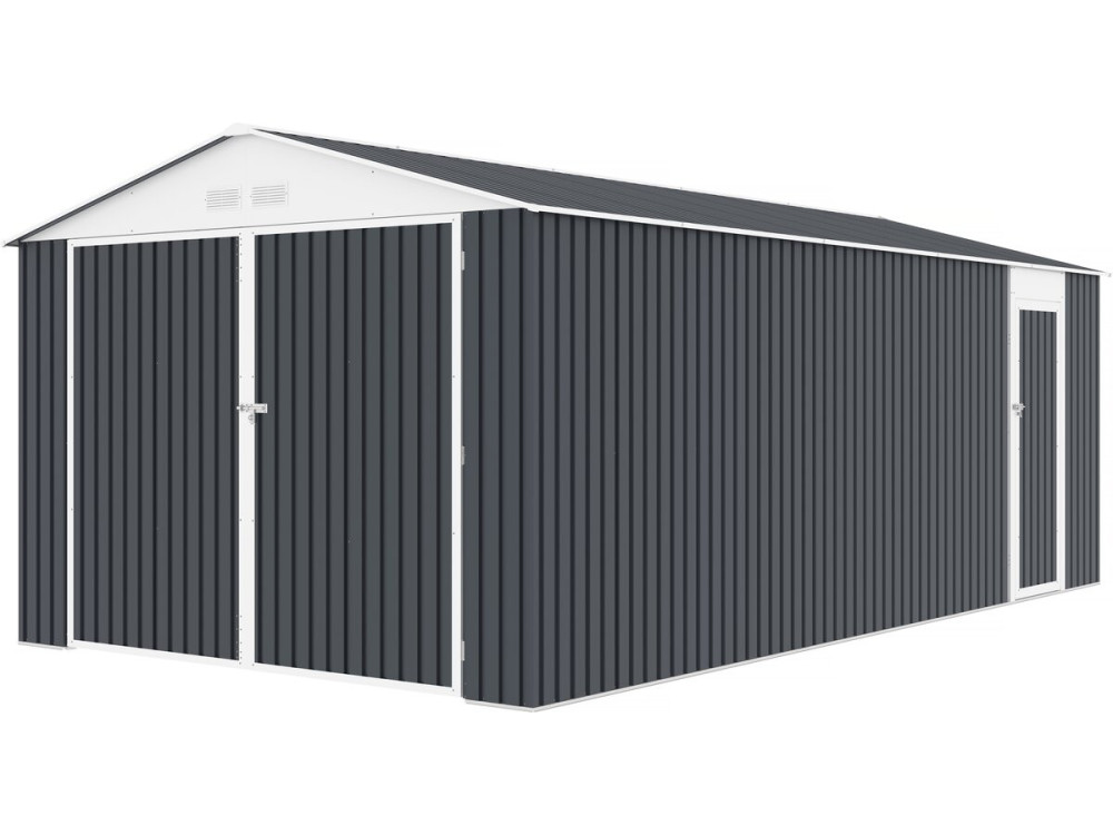 Garagem metálica “Houston” - 15,36 m² com calha e coletor de água - Antracite