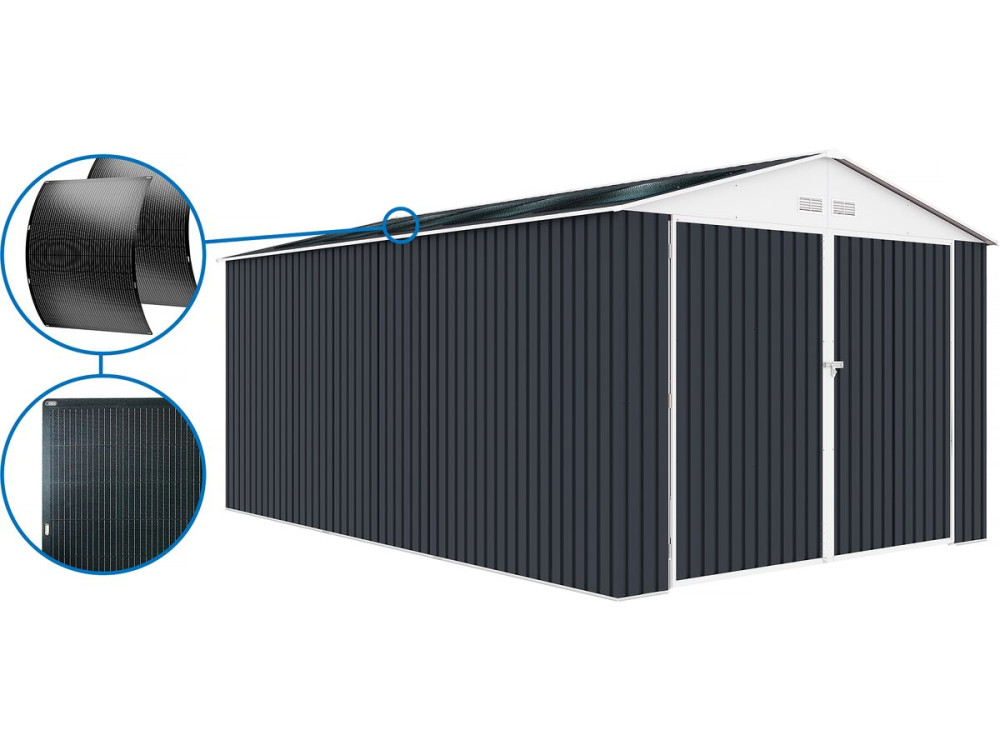 Garagem metálica “Houston” - 15,36 m² Com painel solar - Antracite