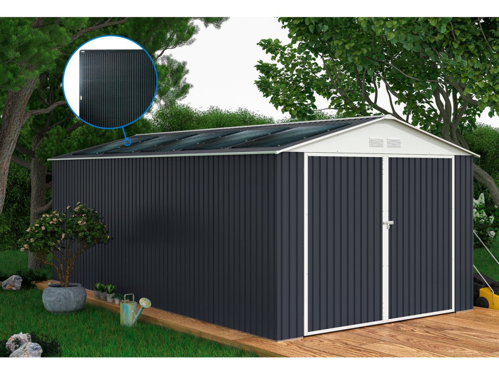 Garagem metálica “Houston” - 15,36 m² Com painel solar - Antracite