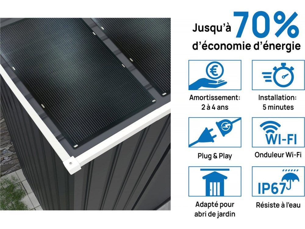 Garagem metálica “Houston” - 15,36 m² Com painel solar - Antracite