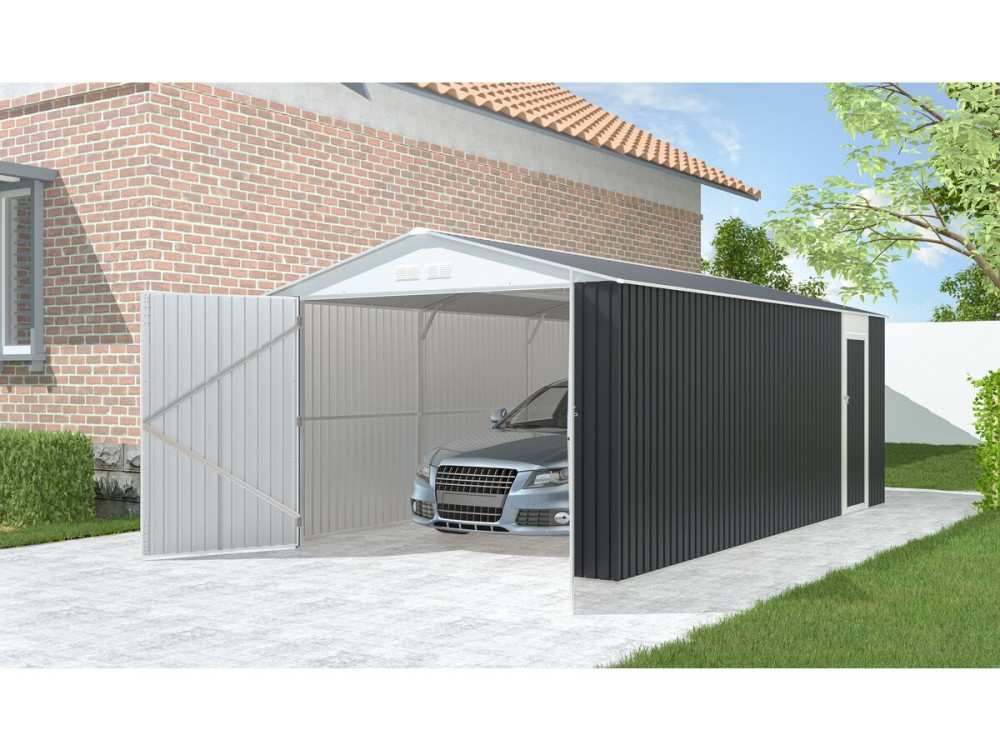 Garagem metálica “Houston” - 15,36 m² Com painel solar - Antracite