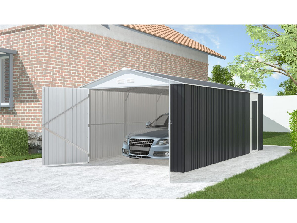 Garagem metálica "Houston" - 18,56m² com calha - Antracite