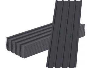 Conjunto de 12 painéis de revestimento em aço galvanizado "Atlanta" - 129 x 42 cm - Cinzento