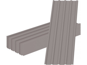 Conjunto de 12 painéis de revestimento em aço galvanizado "Atlanta" - 129 x 42 cm - Taupe