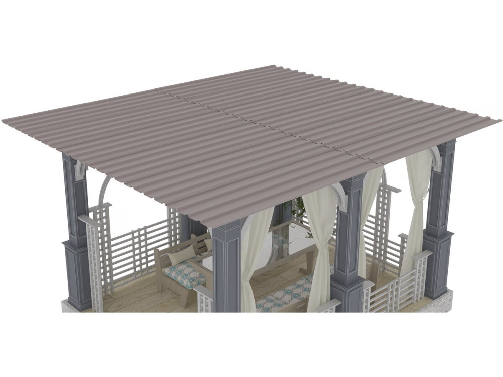 Conjunto de 12 painéis de revestimento em aço galvanizado "Atlanta" - 129 x 42 cm - Taupe