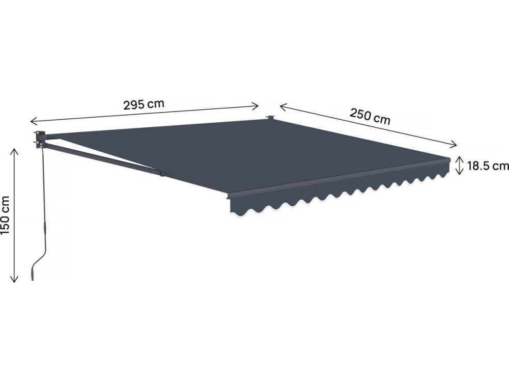 Toldo retrátil em alumínio "Ombra 3" de 2,5 x 3 m - Cinzento antracite