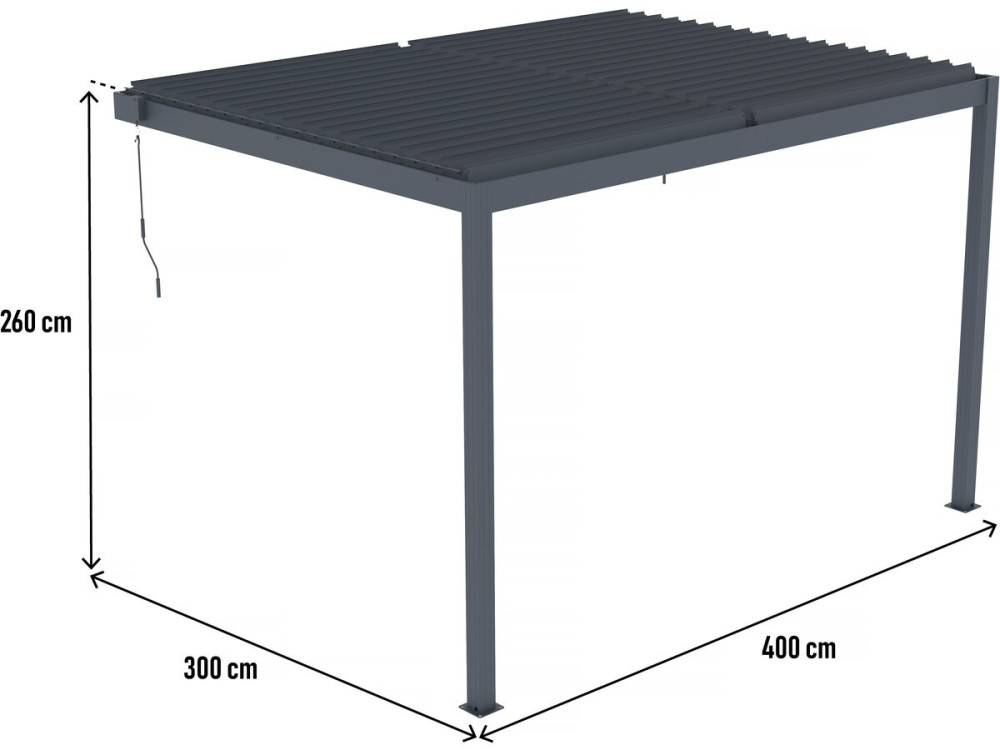 Pérgula bioclimática inclinada com LED "Windsor" - 3 x 4 m - Antracite