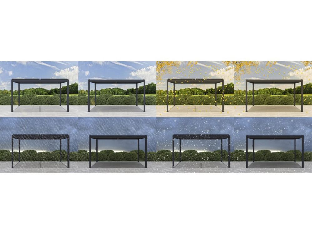 Pérgula bioclimática em alumínio "Windsor" - 3 x 4 m - Antracite