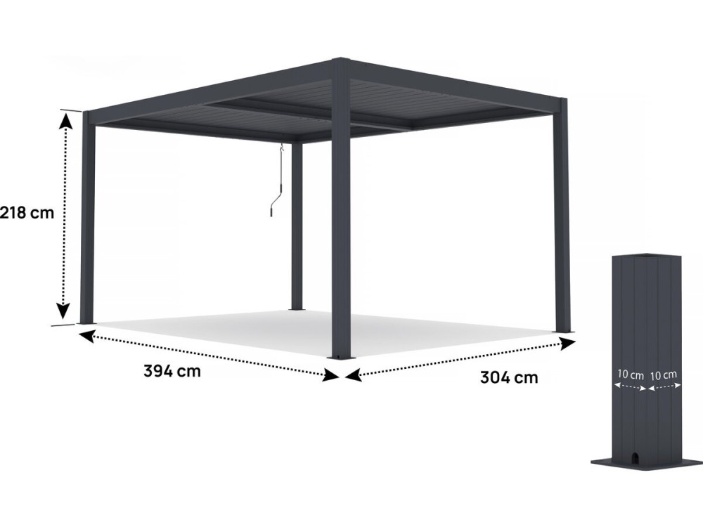 Pérgula bioclimática em alumínio "Windsor" - 3 x 4 m - Antracite