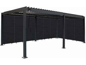 Pérgula bioclimática com 9 persianas de alumínio «Kensington» - 3 x 6 m - Cinzento