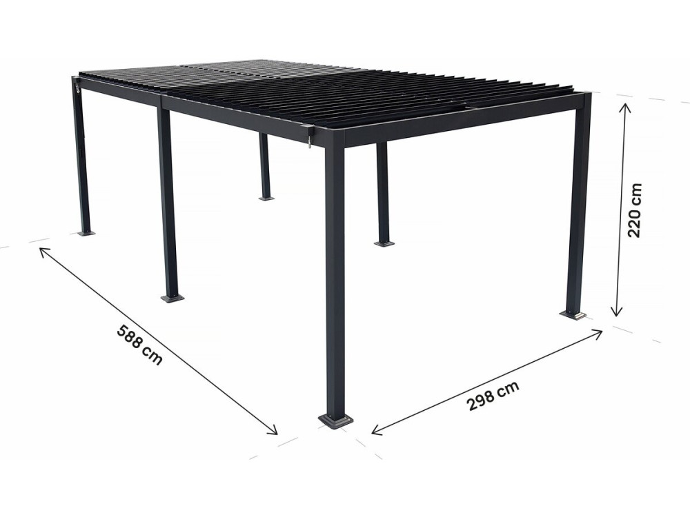 Pérgula bioclimática autoportante de alumínio "Kensington" - 3 x 6 m - Cinzento