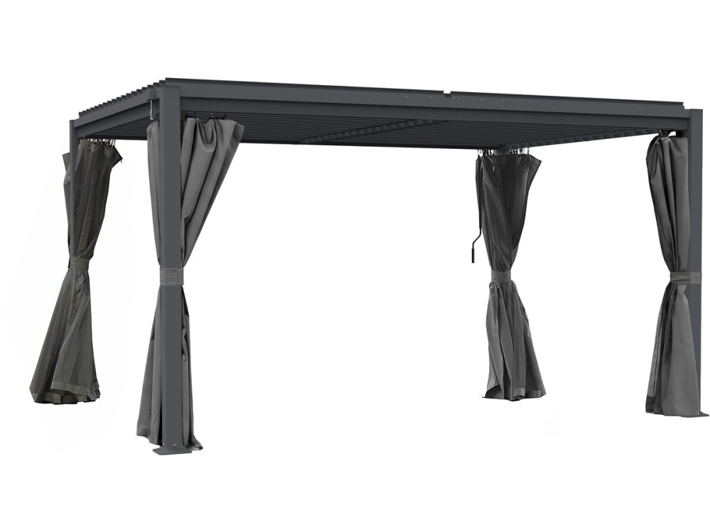 Pérgola bioclimática com cortina de aço galvanizado "Howard" - 3 x 4 m - Cinza