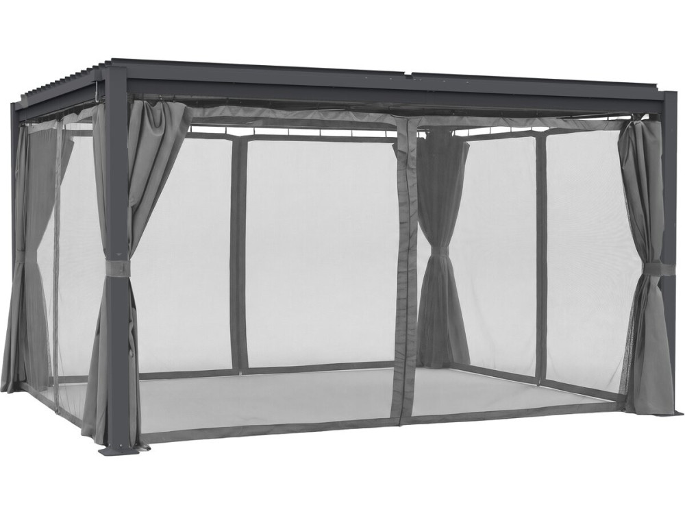 Pérgola bioclimática com cortina de aço galvanizado "Howard" - 3 x 4 m - Cinza