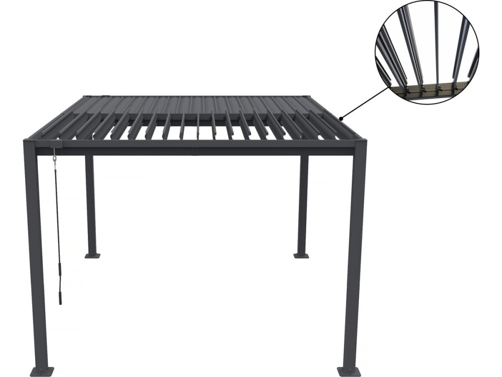 Pérgola bioclimática com toldo em aço galvanizado "Howard" - 3 x 4 m - Cinza