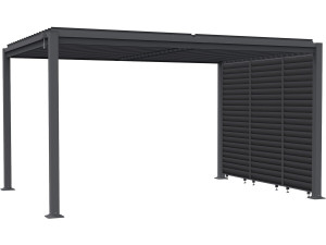 Pérgola bioclimática com 3 venezianas de aço galvanizado "Howard" - 3 x 4 m - Cinza