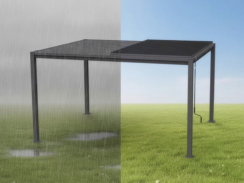 Pérgola bioclimática independente com venezianas ajustáveis ??"Howard" - 3 x 4 m - Cinza