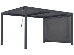 Pérgula bioclimática "Windsor premium" com led e toldo em alumínio - 3 x 4 m - Cinzento
